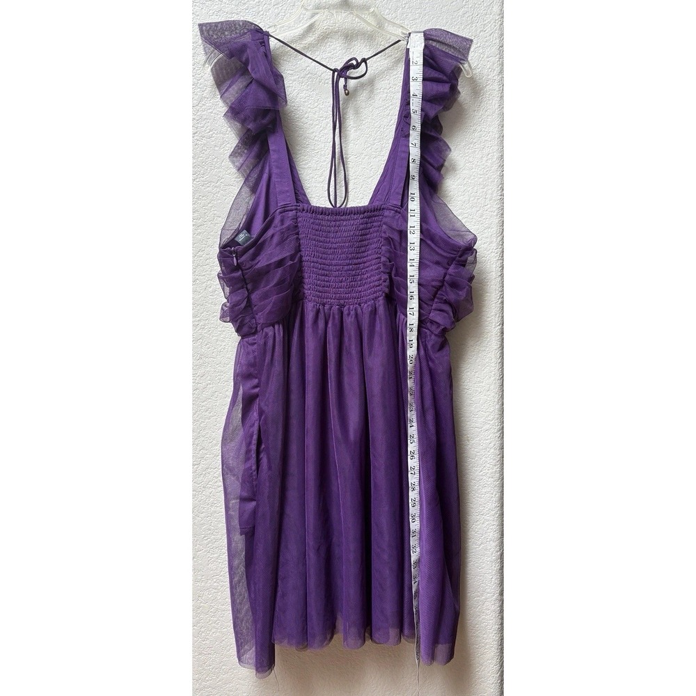 Anthropologie Maeve Ruffled Tulle Mini Dress Purple Size XL - Picture 13 of 14
